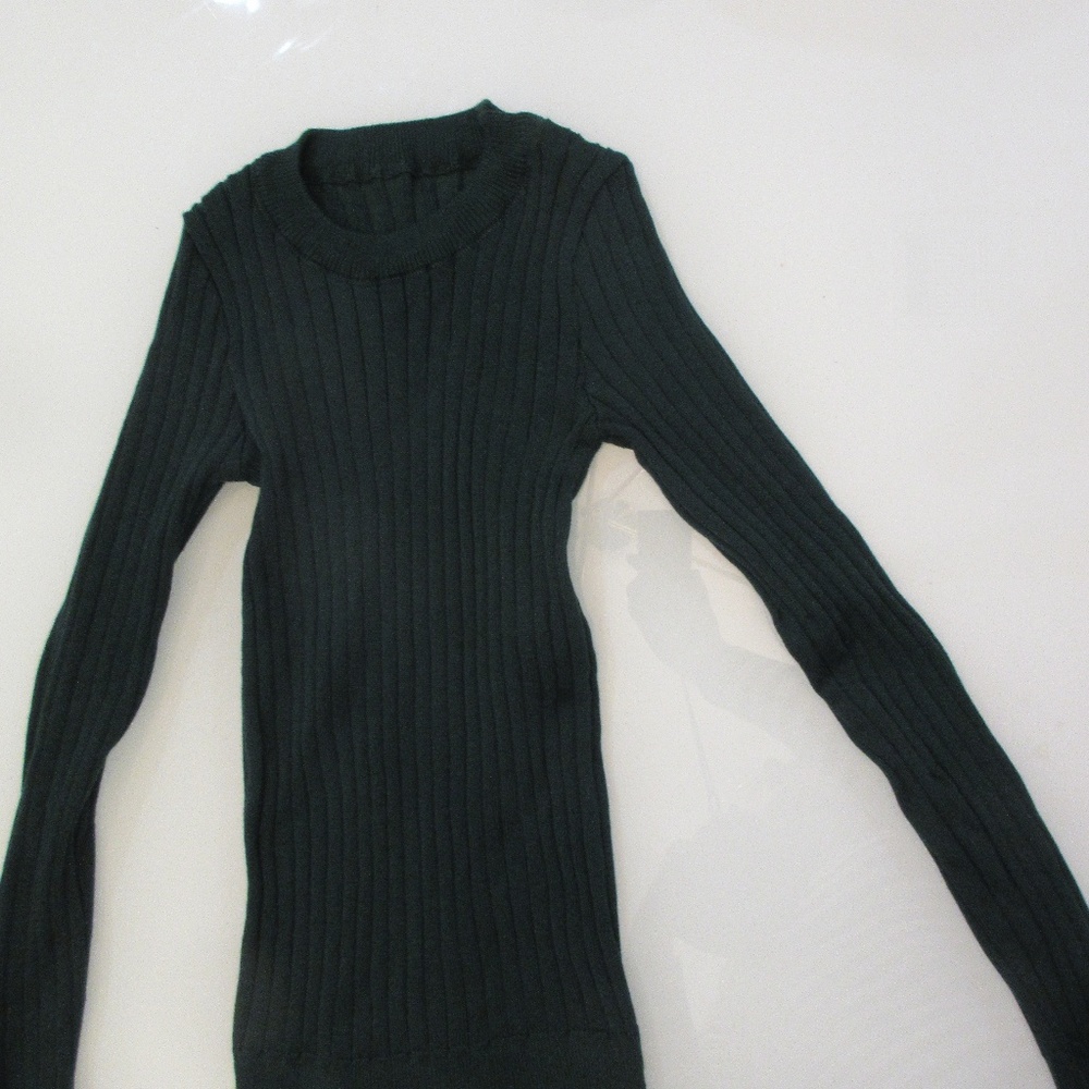 Green Ribbed Sweater Top